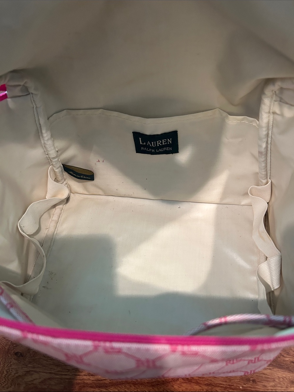 Ralph Lauren RL Monogram Pink Canvas Cosmetic Train Case - Picture 7 of 10
